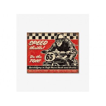 Tac Signs - Plăcuță metalică decorativă [32x41cm] - Cafe Racer Speed Thrills
